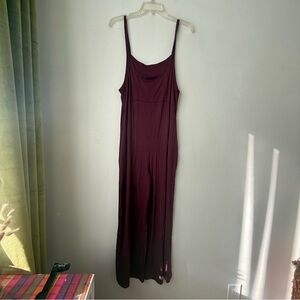 Elloh Burgundy Pocket Detailed Overall Jumpsuit S